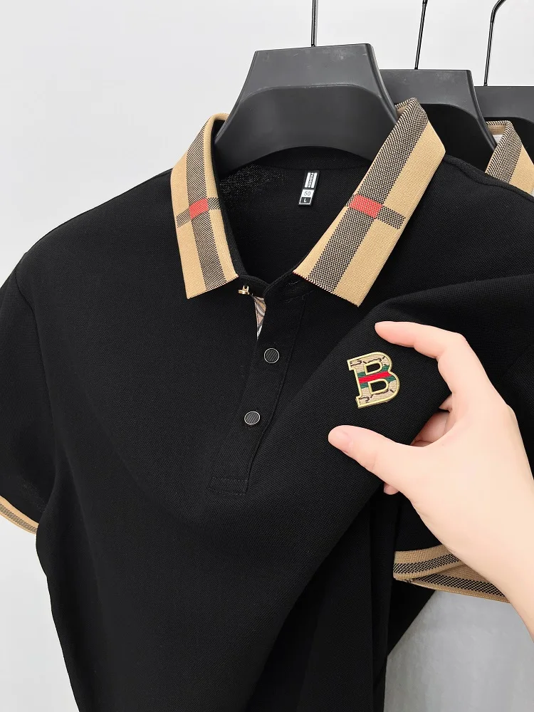 Luxury brand logo short sleeve polo shirt men summer new high-end silk cotton breathable Paul T-shirt fashion casual men's wear thumbnail 2