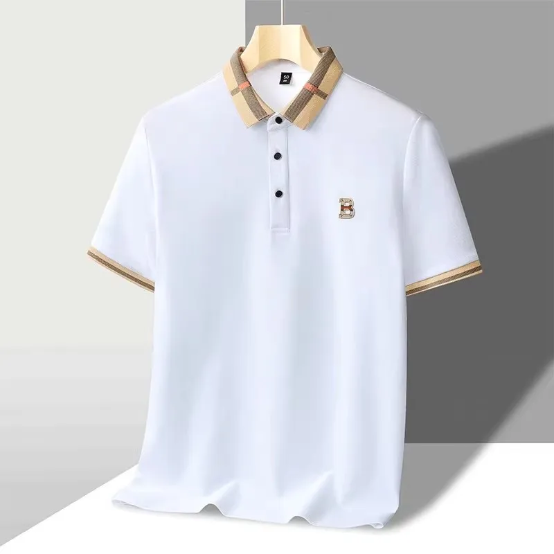 Luxury brand logo short sleeve polo shirt men summer new high-end silk cotton breathable Paul T-shirt fashion casual men's wear thumbnail 6