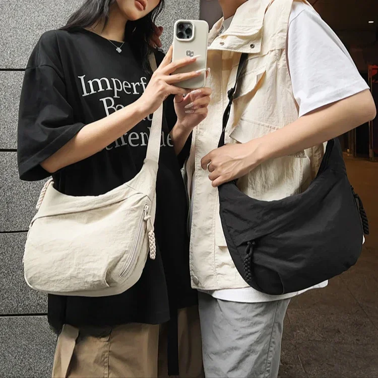 Trendy Women's Soft Cloth Shoulder Bag Solid Color Student Casual Style Big Handbags Crossbody Bags for Women Shoulder Hobos Bag thumbnail 2