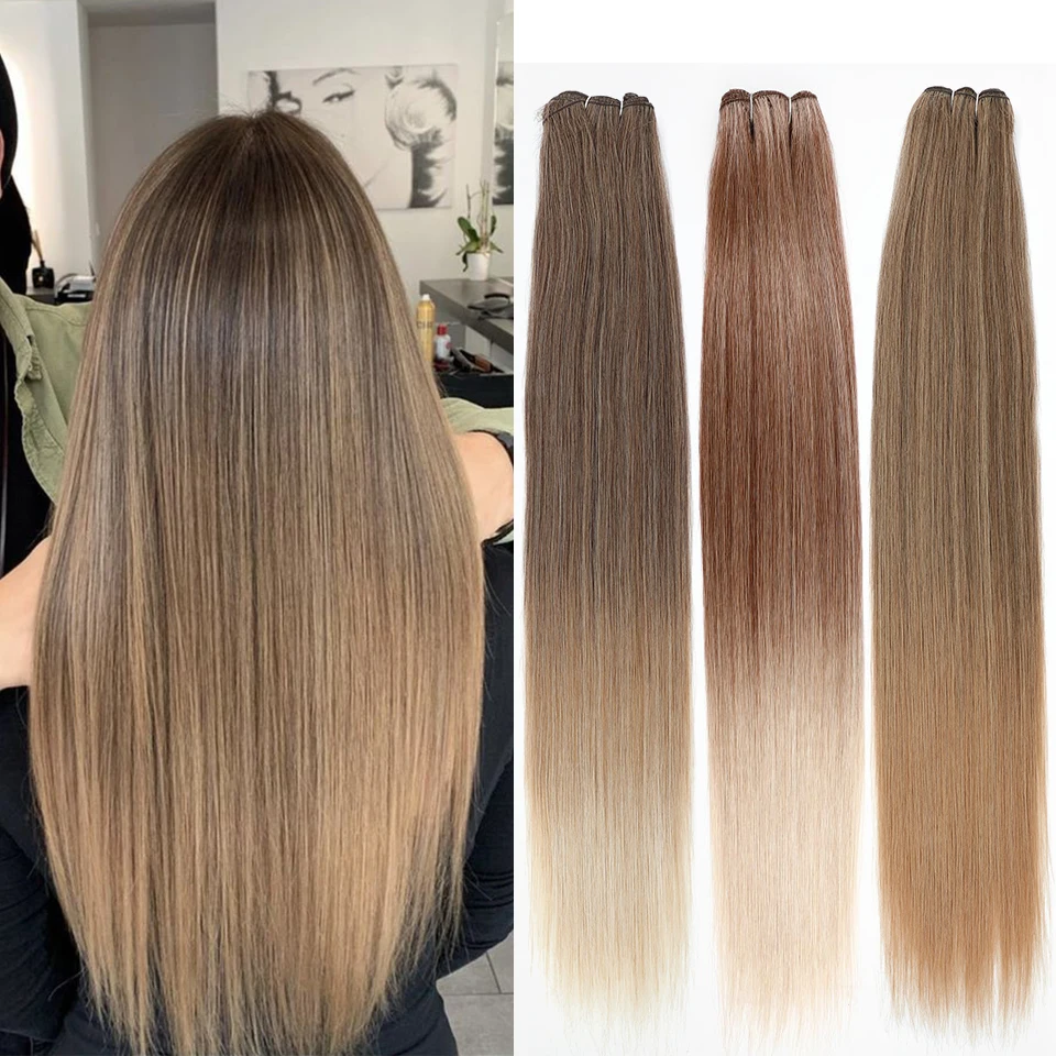 32 Inch 200g Bone Straight Hair Bundles Synthetic Dark Brown 27-30-613 Orange T1B-30 Heat Resistant Soft Hair Weaving For Salon