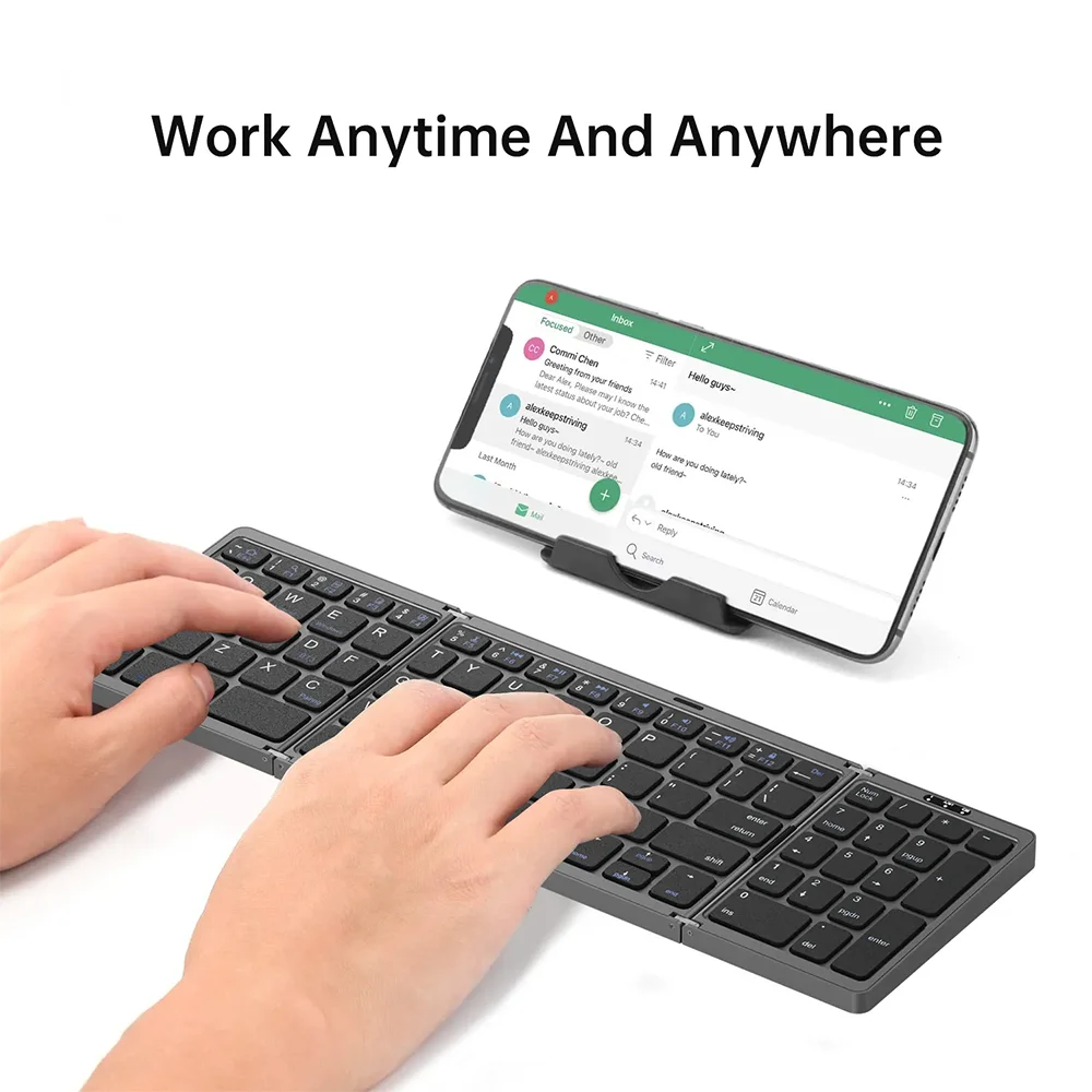 Foldable Wireless Bluetooth Keyboard Rechargeable Folding Keyboard For IPAD Mobile Tablet Notebook Office Mini Wireless keyboard thumbnail 3