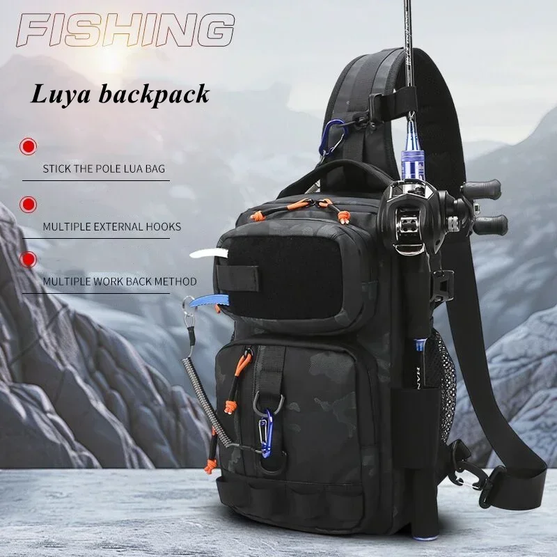 New Lure Box Gear Storage Bag Fishing Tackle Backpack Fanny Pack for Men Fly Fishing Backpack with Rod Holder Sling Shoulder Bag thumbnail 3