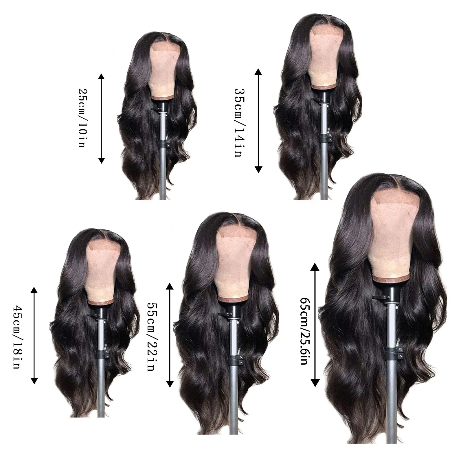 Synthetic Wig Long Lace Black Wavy Wig for Women Middle Part Curly Natural Looking Heat Resistant Fiber for Daily thumbnail 4