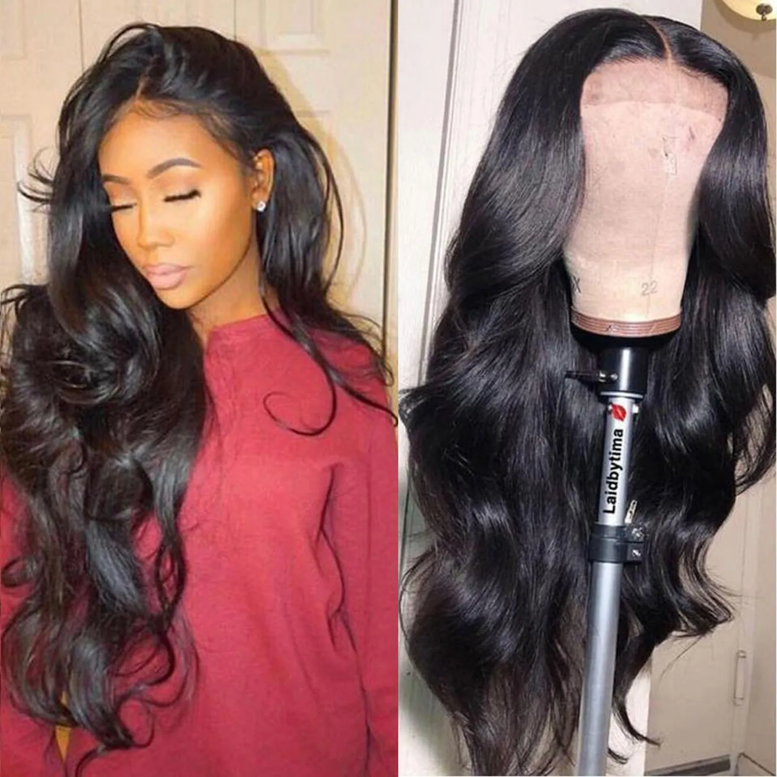 Synthetic Wig Long Lace Black Wavy Wig for Women Middle Part Curly Natural Looking Heat Resistant Fiber for Daily thumbnail 6