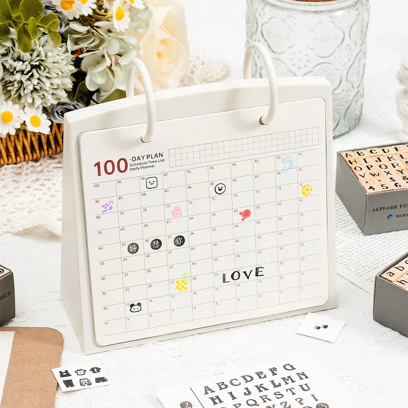 42Pcs Wooden Seals Assorted Stamp Numbers, Letters  Geometric Figures, Small Expressions, Happy Party Series Handbook Seals thumbnail 4