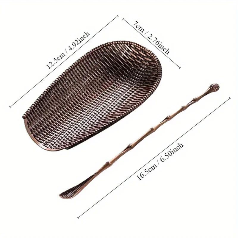 2Pcs/Set Alloy Weaving Chaze Tea Shovel Set Handmade Coffee Bean Taking Tools Traditional Kung Fu Tea-scoop Accessories thumbnail 4