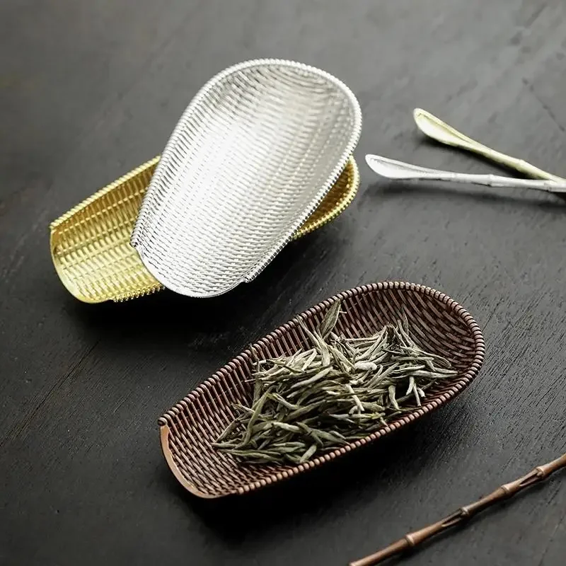 2Pcs/Set Alloy Weaving Chaze Tea Shovel Set Handmade Coffee Bean Taking Tools Traditional Kung Fu Tea-scoop Accessories thumbnail 2