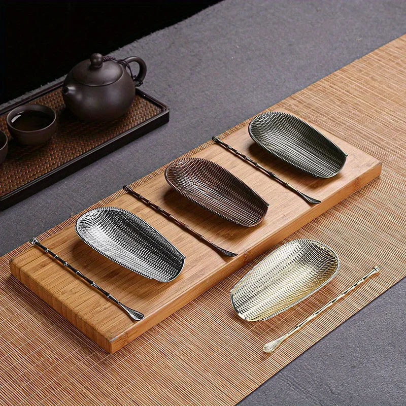 2Pcs/Set Alloy Weaving Chaze Tea Shovel Set Handmade Coffee Bean Taking Tools Traditional Kung Fu Tea-scoop Accessories thumbnail 3