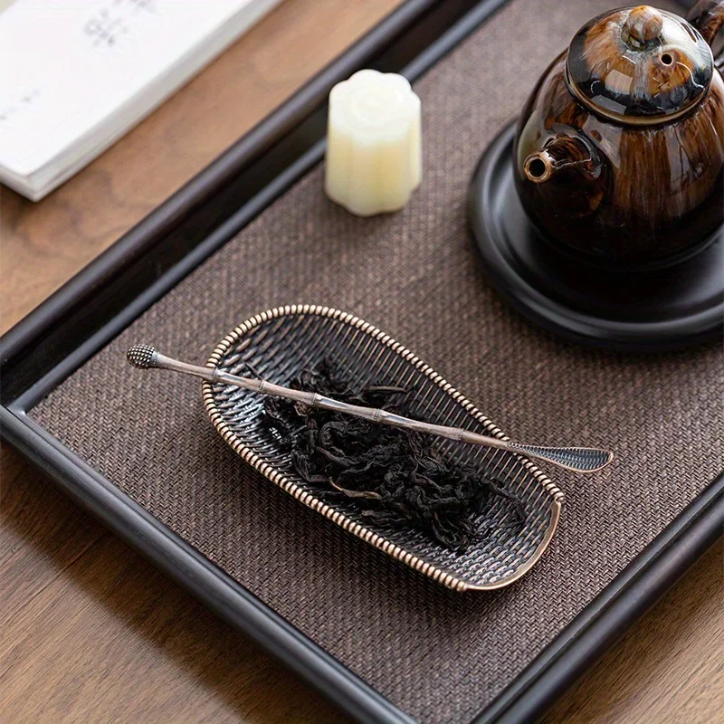2Pcs/Set Alloy Weaving Chaze Tea Shovel Set Handmade Coffee Bean Taking Tools Traditional Kung Fu Tea-scoop Accessories thumbnail 5