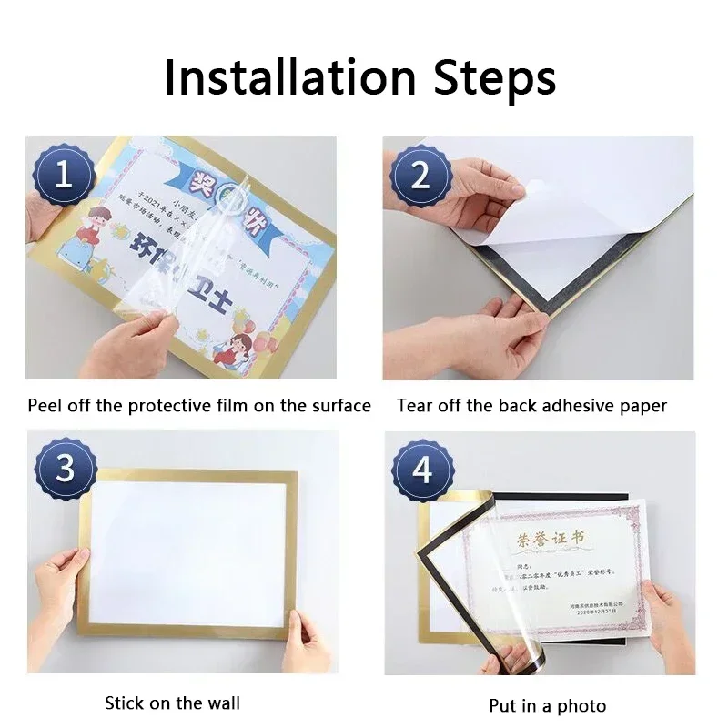 A4/A5/A6 Magnetic Soft Photo Frame Self Adhesive Reusable Black Gold Picture Frames Poster Display Holder for Wall Decoration thumbnail 6