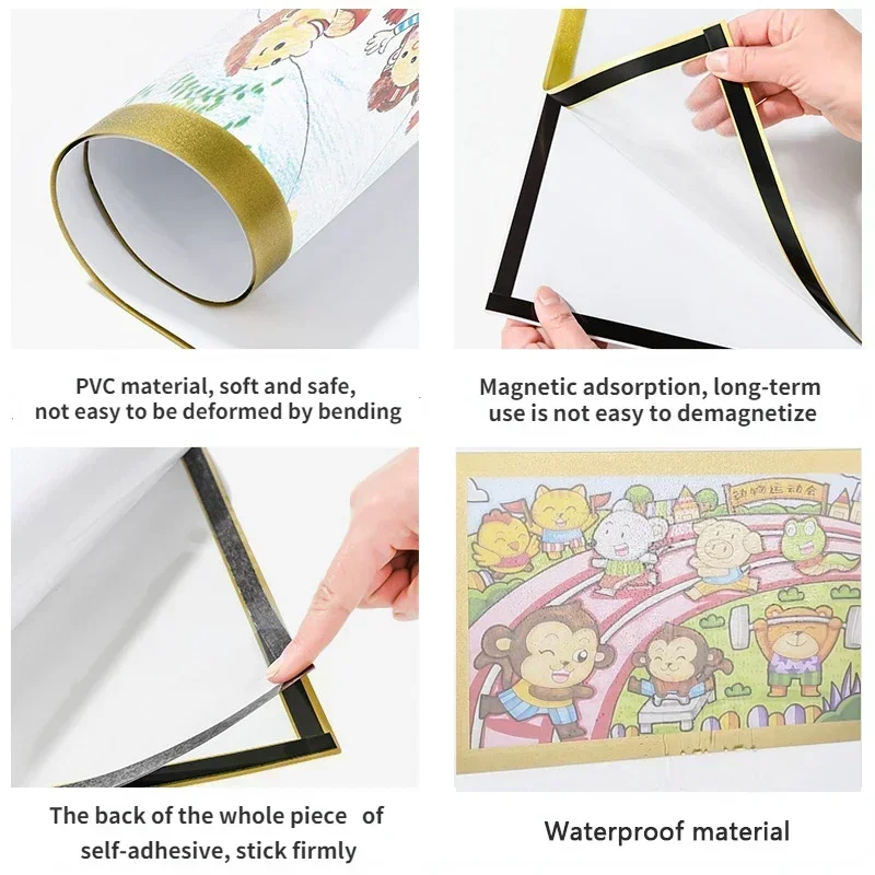 A4/A5/A6 Magnetic Soft Photo Frame Self Adhesive Reusable Black Gold Picture Frames Poster Display Holder for Wall Decoration thumbnail 5