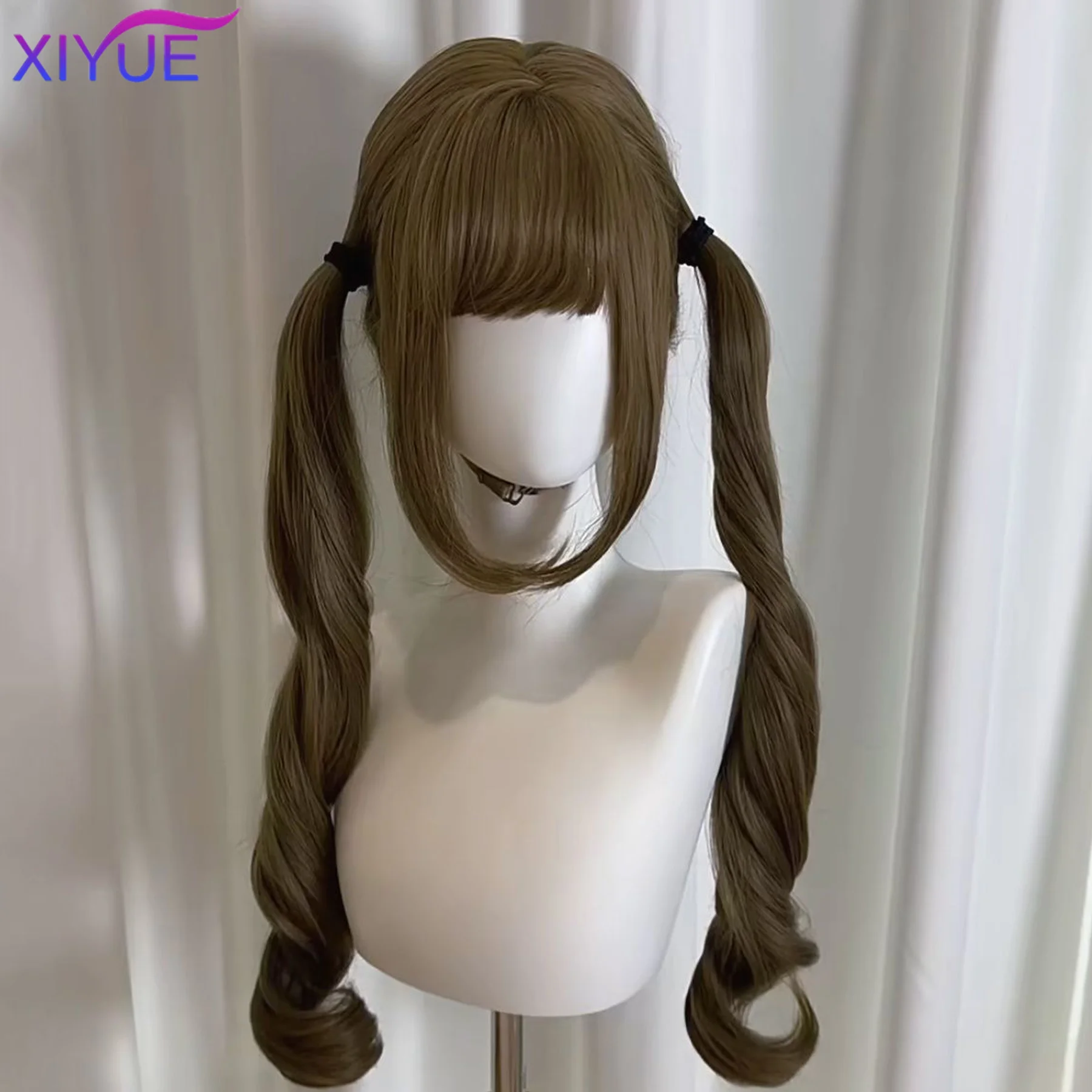 Black Twin Ponytail Princess Cut Natural Short Hair Synthetic Wigs With Bangs For Women Heat Resistant Cosplay Lolita Hair ﻿ thumbnail 4