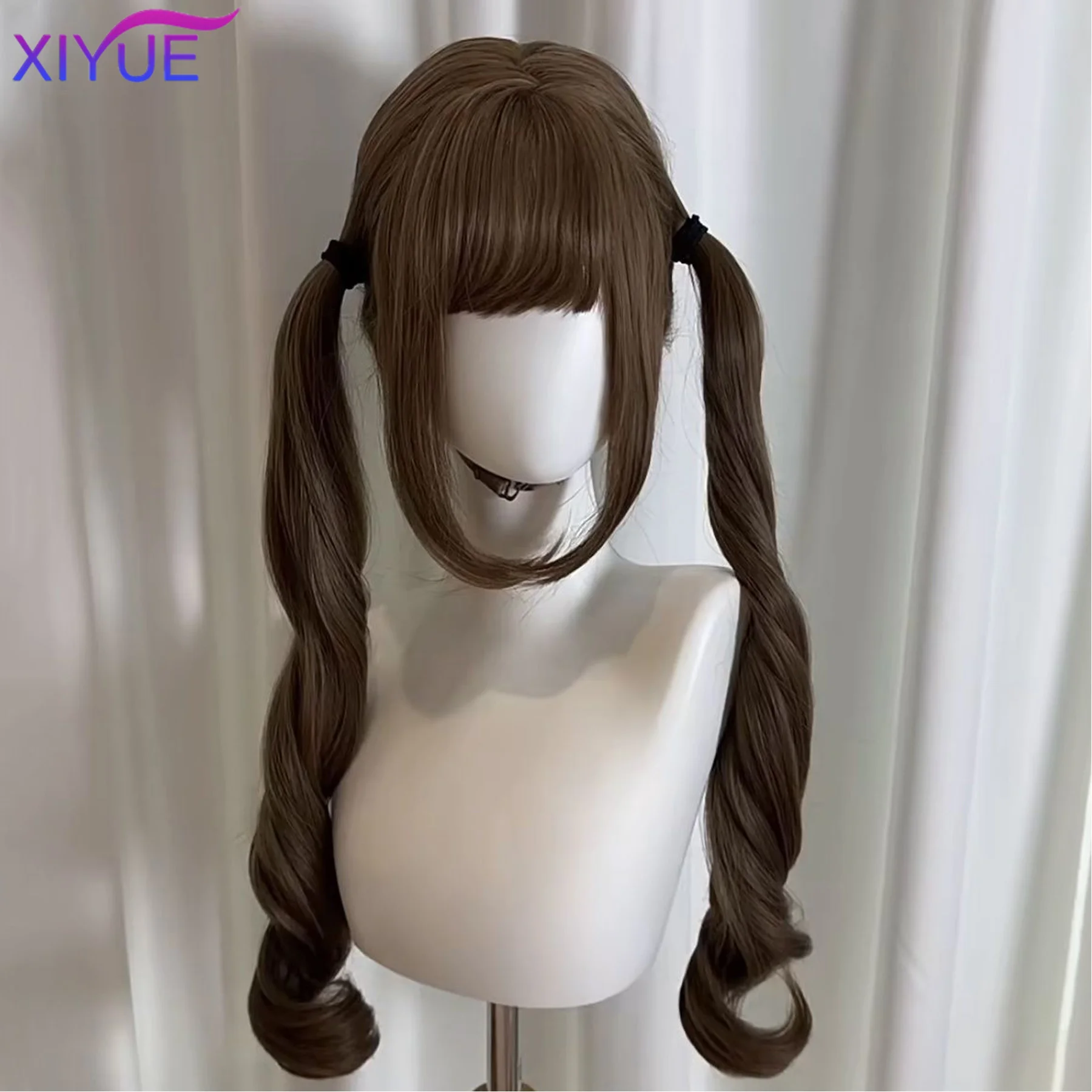 Black Twin Ponytail Princess Cut Natural Short Hair Synthetic Wigs With Bangs For Women Heat Resistant Cosplay Lolita Hair ﻿ thumbnail 5