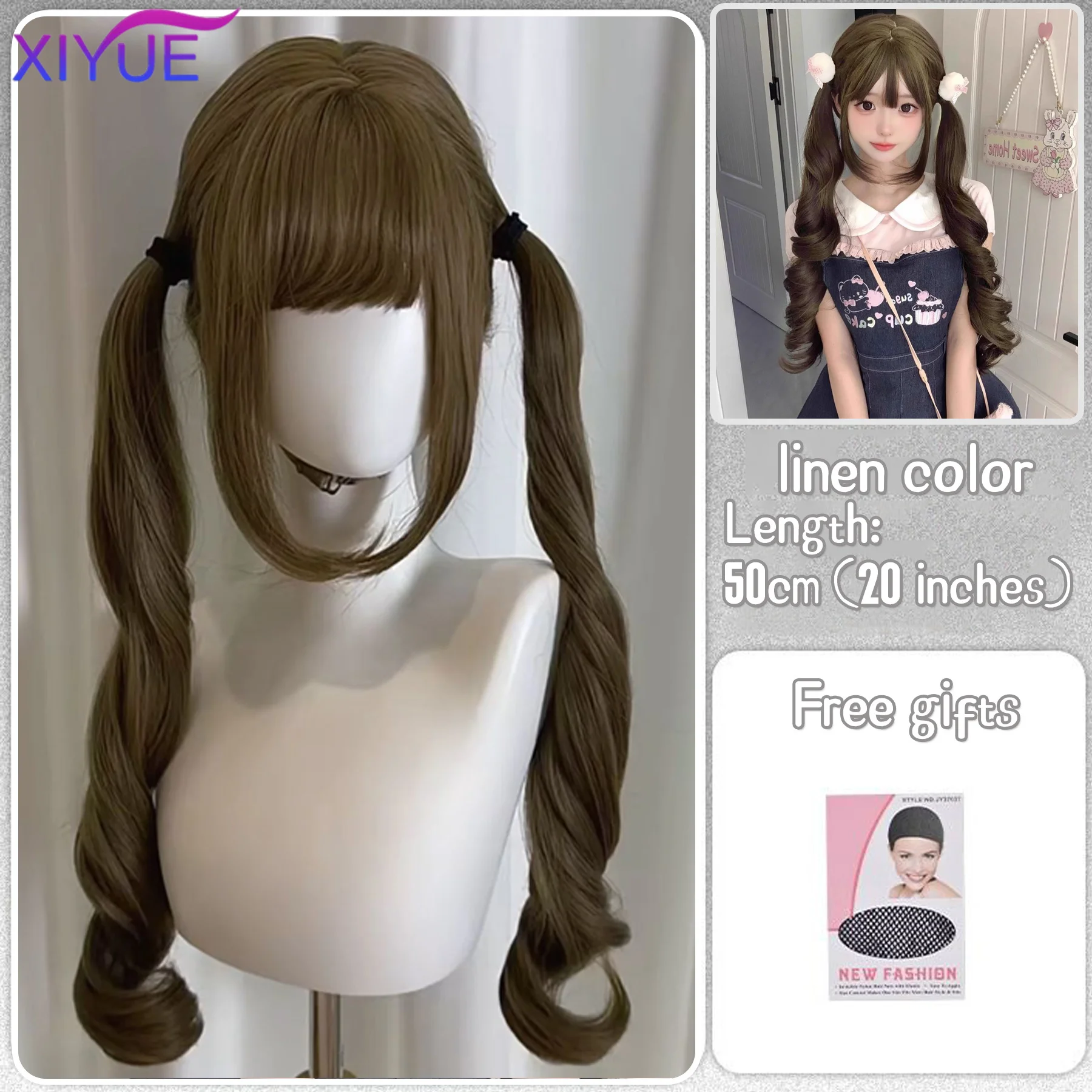 Black Twin Ponytail Princess Cut Natural Short Hair Synthetic Wigs With Bangs For Women Heat Resistant Cosplay Lolita Hair ﻿ thumbnail 2