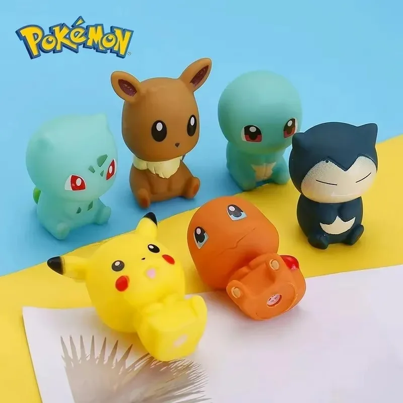 Pokemon 6pcs/set Baby Bathroom Toys Pikachu Bulbasaur Charmander Squirtle Eevee Action Figure Soft Vocal Kids Bath Doll Gifts thumbnail 2