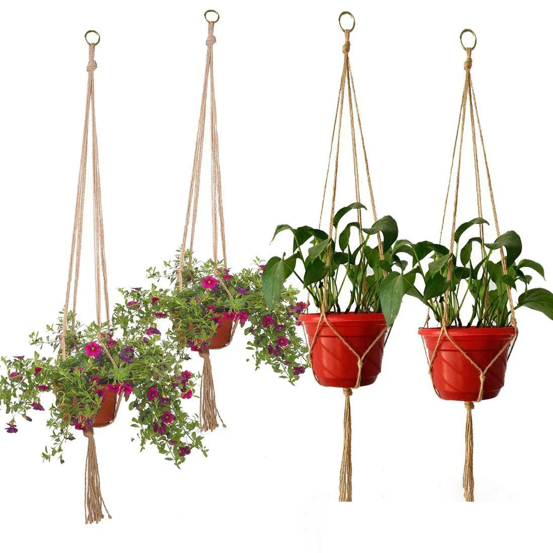 Macrame Plant Hanger Baskets Flower Pots Holder Balcony Wall Hanging Planter Decor Knotted Lifting Rope Home Garden Supplies