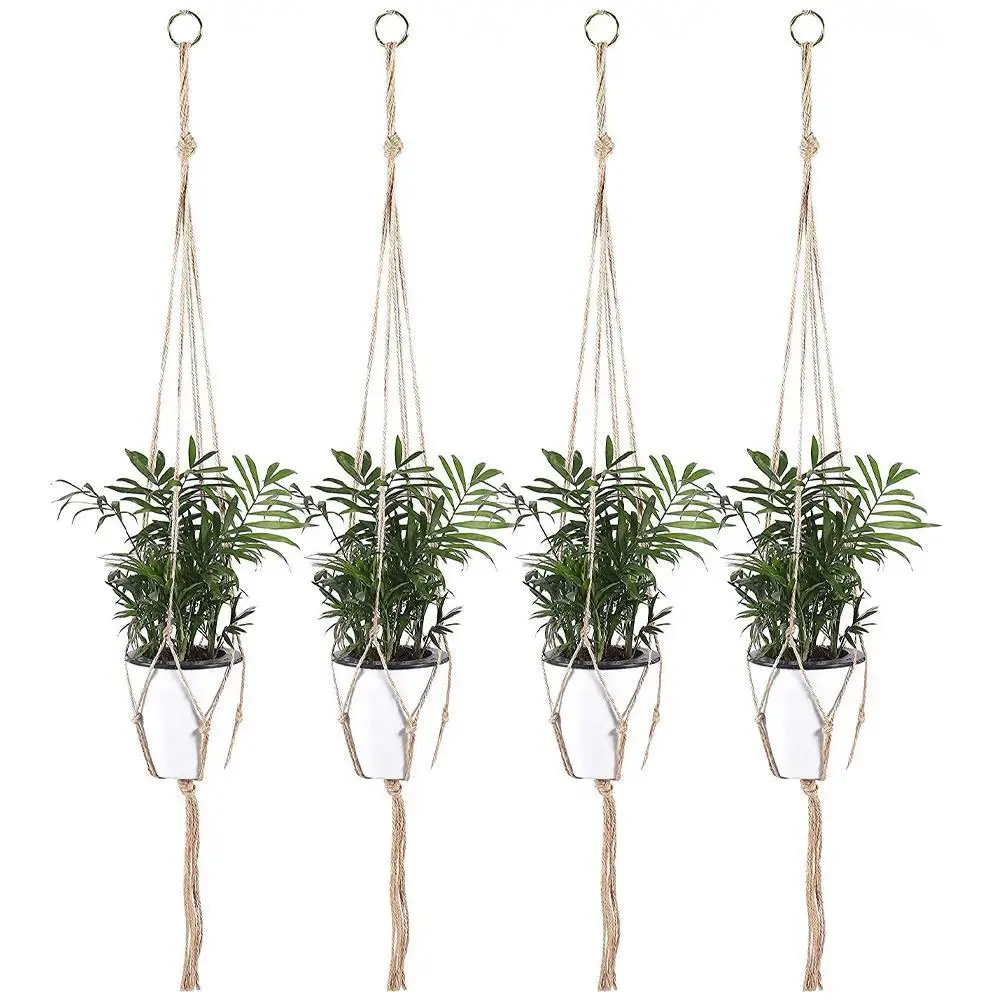 Macrame Plant Hanger Baskets Flower Pots Holder Balcony Wall Hanging Planter Decor Knotted Lifting Rope Home Garden Supplies thumbnail 2