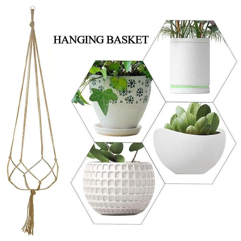Macrame Plant Hanger Baskets Flower Pots Holder Balcony Wall Hanging Planter Decor Knotted Lifting Rope Home Garden Supplies thumbnail 5