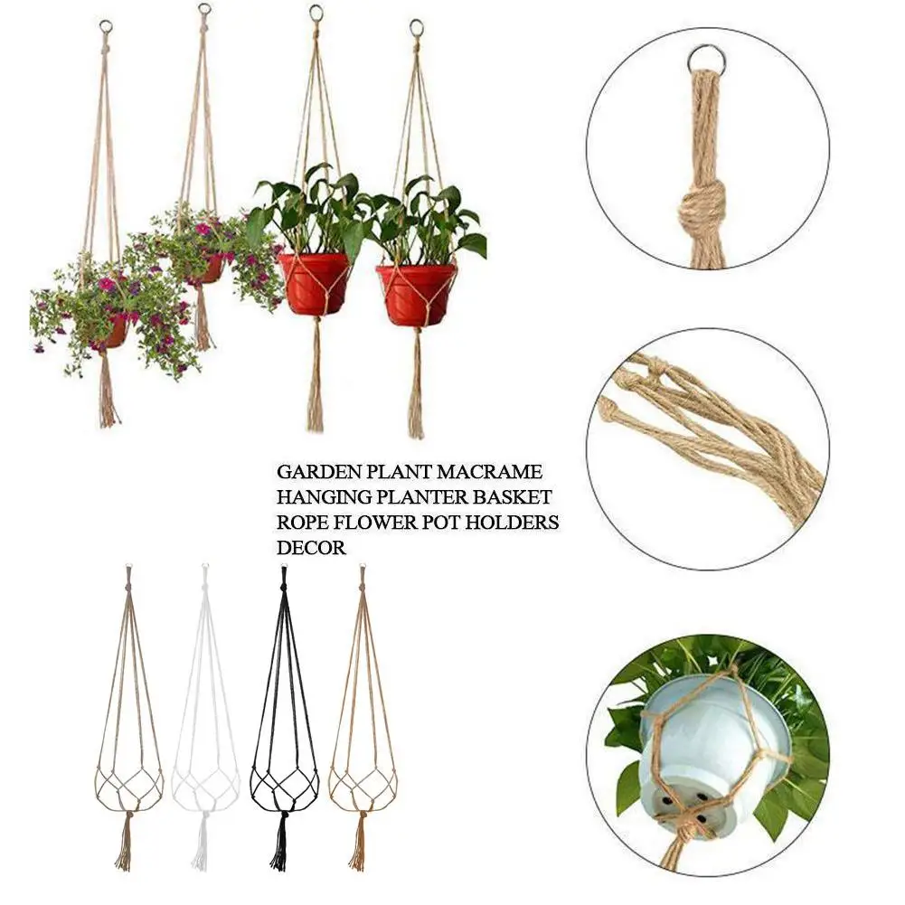 Macrame Plant Hanger Baskets Flower Pots Holder Balcony Wall Hanging Planter Decor Knotted Lifting Rope Home Garden Supplies thumbnail 3