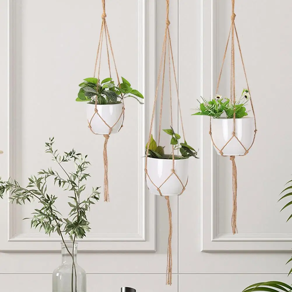 Macrame Plant Hanger Baskets Flower Pots Holder Balcony Wall Hanging Planter Decor Knotted Lifting Rope Home Garden Supplies thumbnail 4