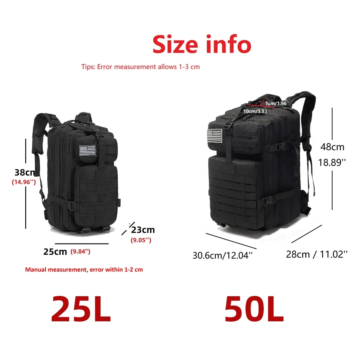 25L/50L 1000D Nylon Waterproof Trekking Fishing Hunting Bag Backpack Outdoor Rucksacks Tactical Sports Camping Hiking thumbnail 3