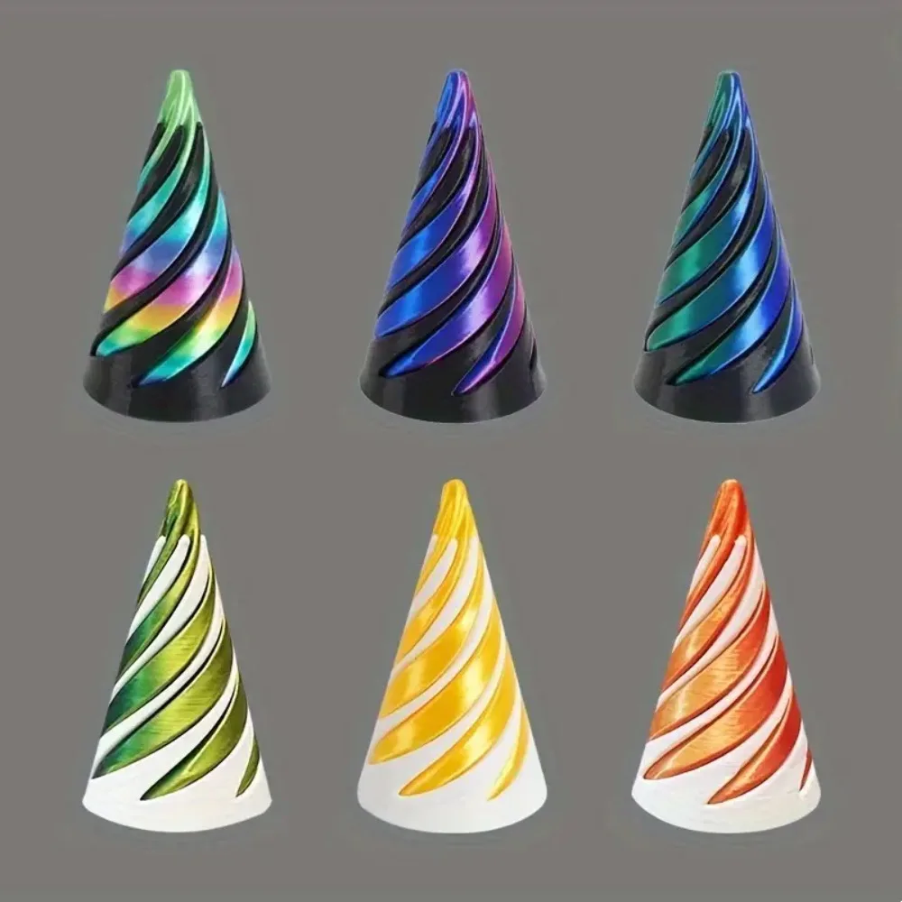 3D Printed Spiral Cone Toy Impossible Pyramid Passthrough Sculpture Pass Through Pyramid Toy Mini Vortex Thread Illusion HOT thumbnail 3