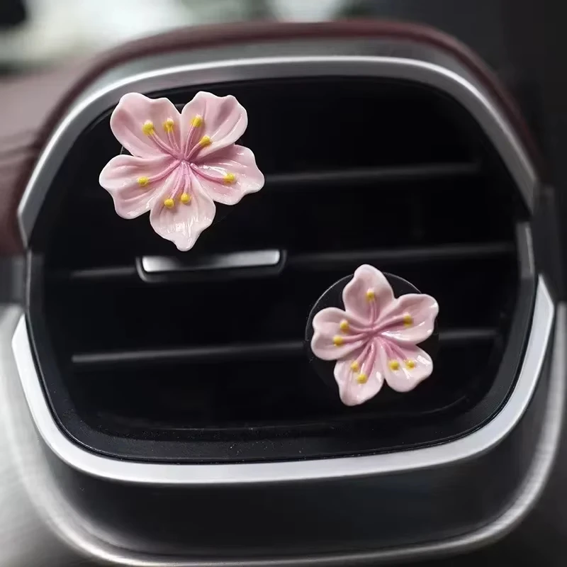 2Pcs Car Perfume Clip Flower Car Outlet Vent Perfume Clips Air Freshener Peach Blossom Aroma Diffuser Car Interior Decoration thumbnail 5