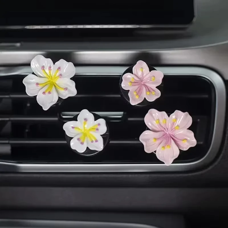 2Pcs Car Perfume Clip Flower Car Outlet Vent Perfume Clips Air Freshener Peach Blossom Aroma Diffuser Car Interior Decoration thumbnail 2