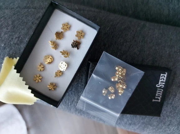 ASONSTEEL 6 Pairs/Box Vintage Stud Earrings Set for Women, Snowflake Piercing, Stainless Steel, Modern Gold Color, New Surgical thumbnail 4