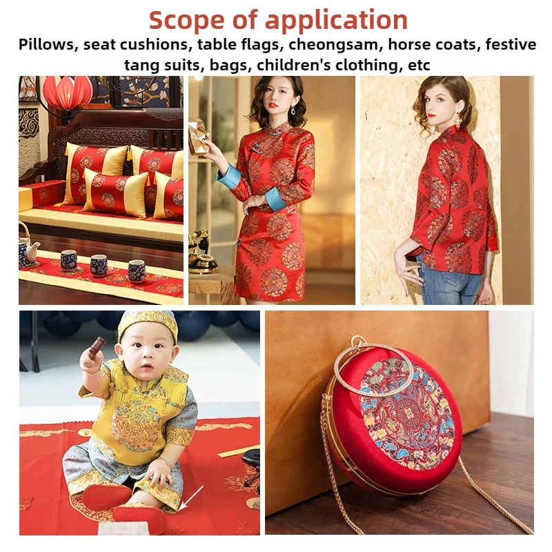 Chinese Style Jacquard Brocade Fabric Dragon By The Meter for Dress Cheongsam Hanfu Bags Pillow Sewing Women Cloth Smooth Red thumbnail 6