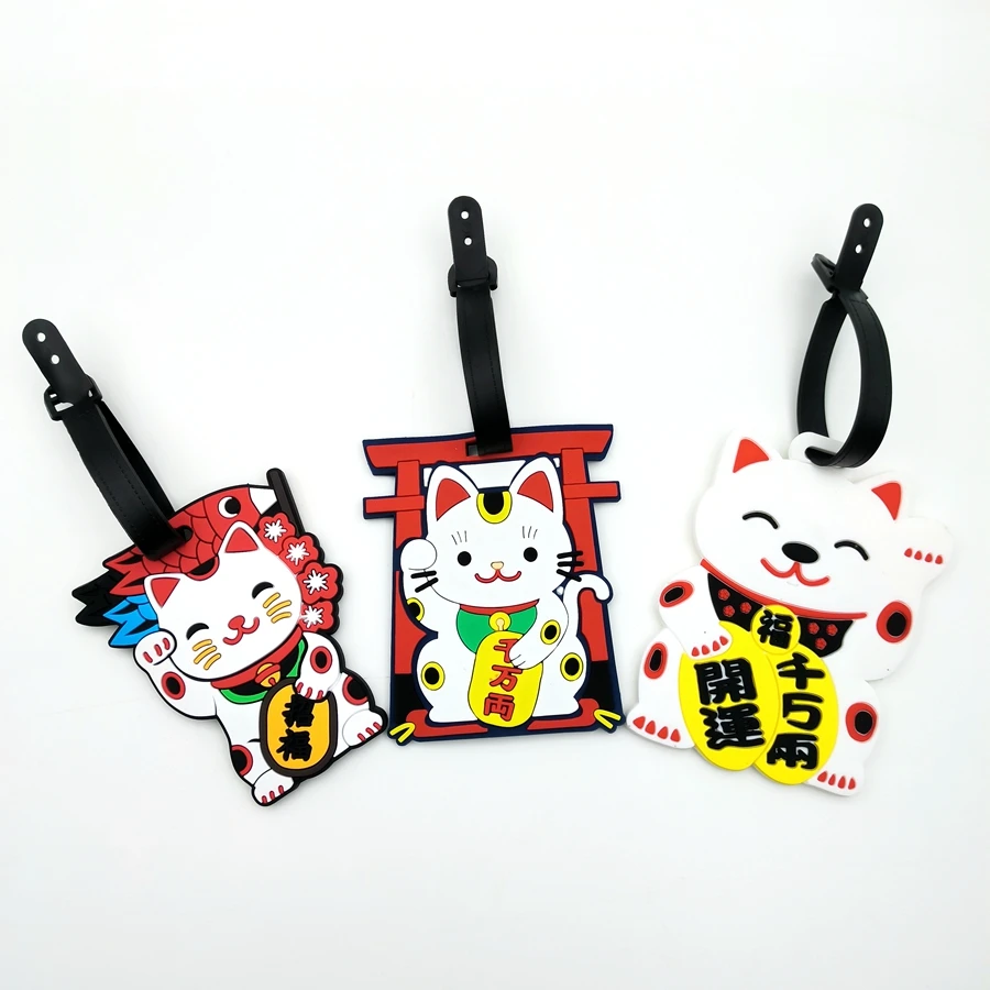 1pc/2pcs/3pcs Zhaocai Cat luggage tag pendant travel essential airport luggage anti loss ID tag luggage name unisex