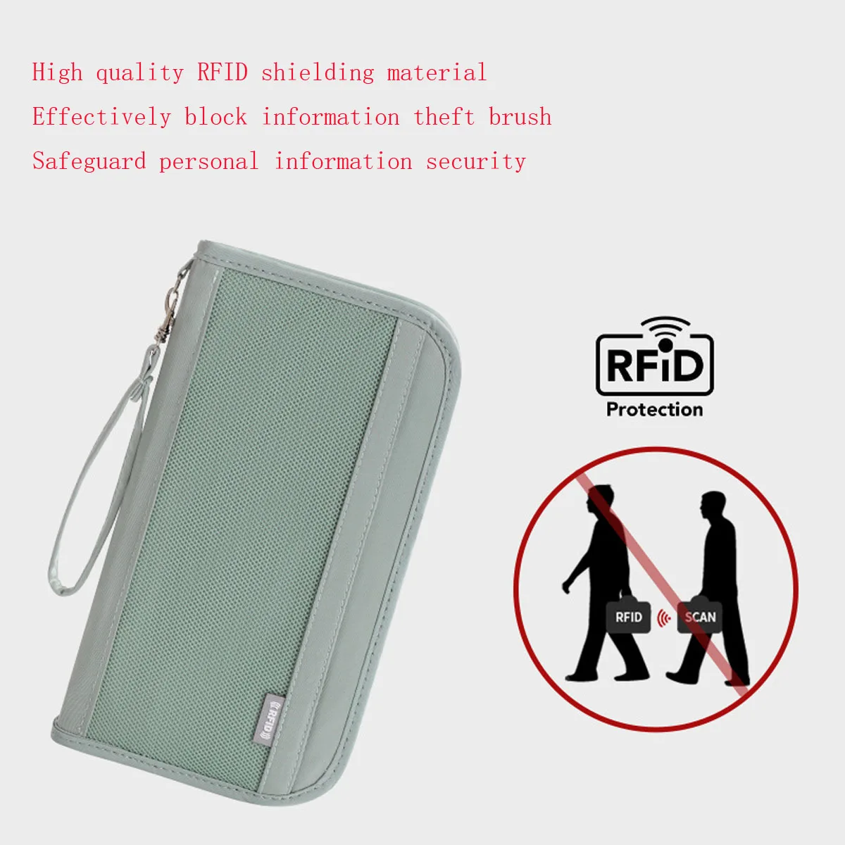 Travel RFID ID Bag Boarding Passport Air Ticket Storage Bag Lightweight Large Capacity Multi-function Wallet with Handheld Strap thumbnail 3