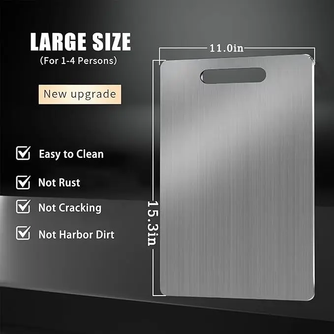Antibacterial and Mildew-proof 304Stainless Steel Double-sided Food-grade Fruit Cutting Board Suitable for Various Cooking Tasks thumbnail 4
