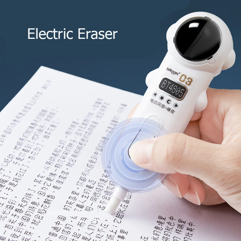 Astronaut Cute Cartoon Electric Eraser Effortless Correction Painting Sketching Cleaning Mistake Rubber  Student Stationery thumbnail 2