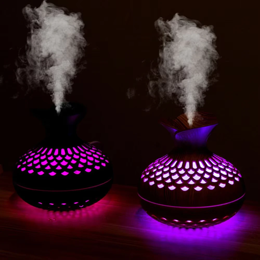 Wood Grain Mini Vase Air Humidifier USB Electric Ultrasonic Water Aroma Essential Oil Diffuser Home Room Fragrance Air Purifier thumbnail 3