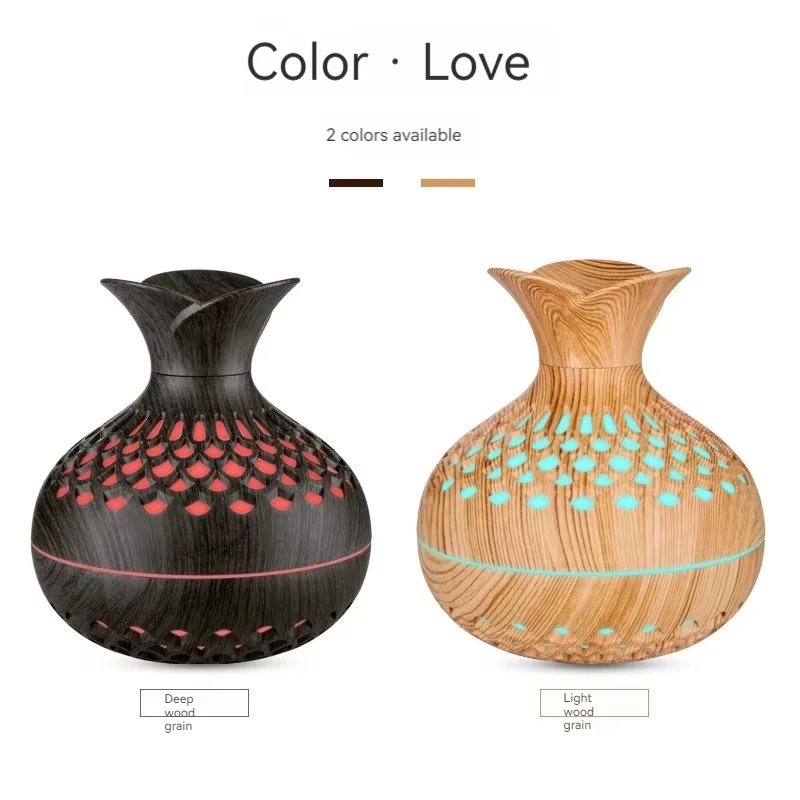 Wood Grain Mini Vase Air Humidifier USB Electric Ultrasonic Water Aroma Essential Oil Diffuser Home Room Fragrance Air Purifier thumbnail 4