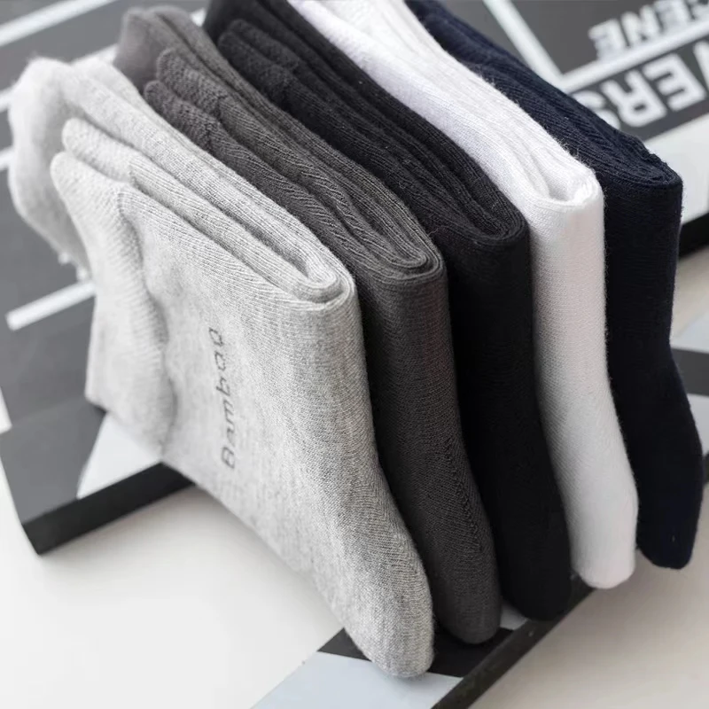 10/5Pairs Men Bamboo Socks Comfortable Breathable Casual Business Men's Crew Socks High Quality Guarantee Sox Male size 38-44 thumbnail 3