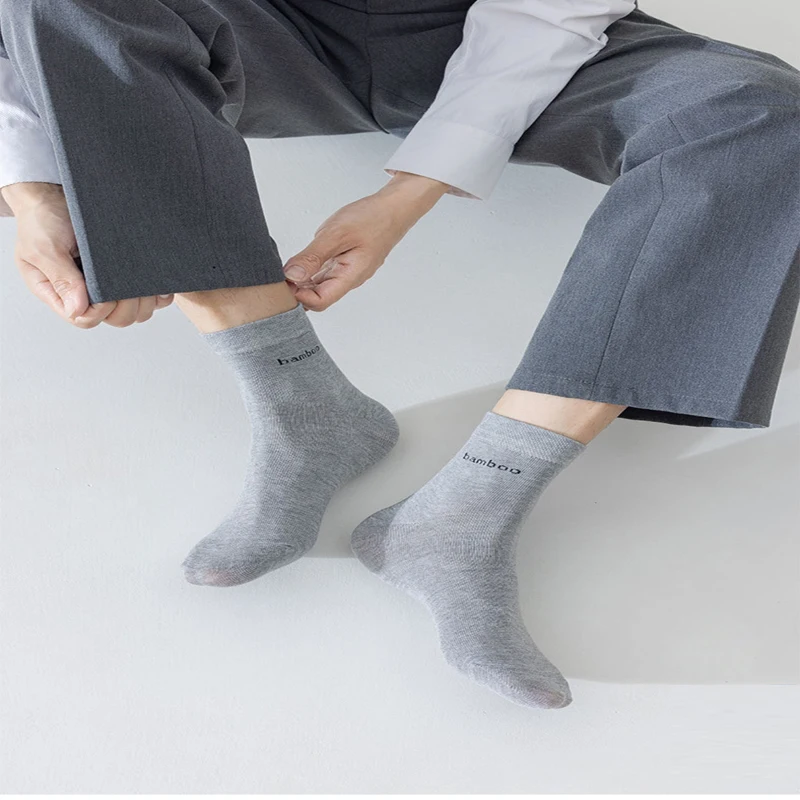10/5Pairs Men Bamboo Socks Comfortable Breathable Casual Business Men's Crew Socks High Quality Guarantee Sox Male size 38-44 thumbnail 5