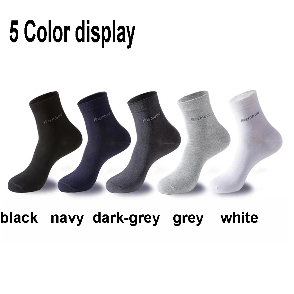 10/5Pairs Men Bamboo Socks Comfortable Breathable Casual Business Men's Crew Socks High Quality Guarantee Sox Male size 38-44 thumbnail 6