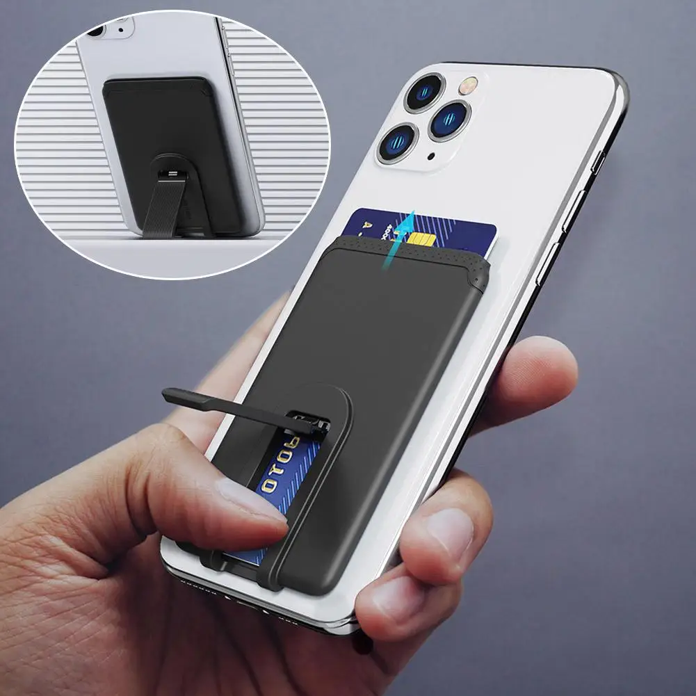 Silicone Phone Card Holder Mobile Cell Phone Stand Credit Cardholder Fashion Adhesive Sticker Pocket for Iphone Samsung thumbnail 5