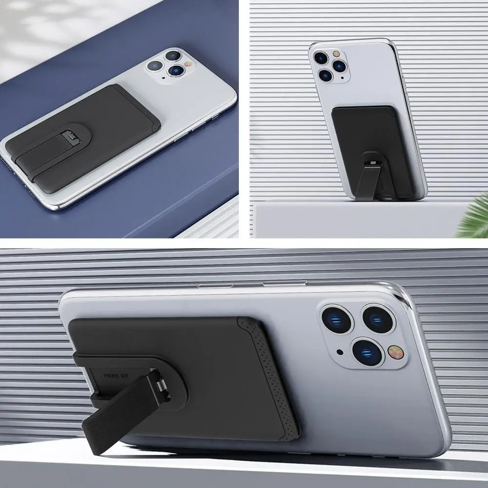 Silicone Phone Card Holder Mobile Cell Phone Stand Credit Cardholder Fashion Adhesive Sticker Pocket for Iphone Samsung thumbnail 4