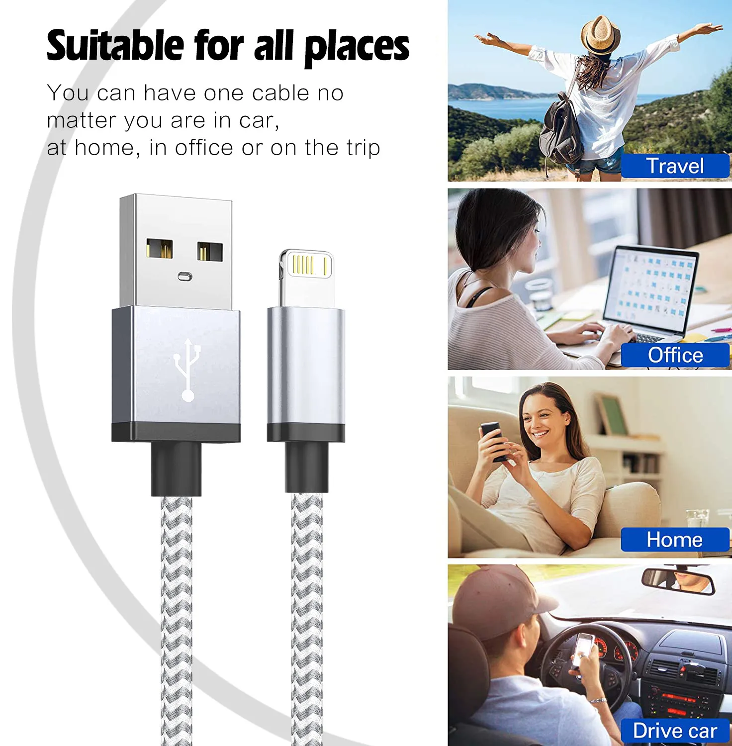 Fast Charging USB Charger Cable For iPhone 14 13 12 11 Xs Max Xr X 8 7 6 Plus  iPad Origin Mobile Phone Long Data Cord 1m 2m 3m thumbnail 4
