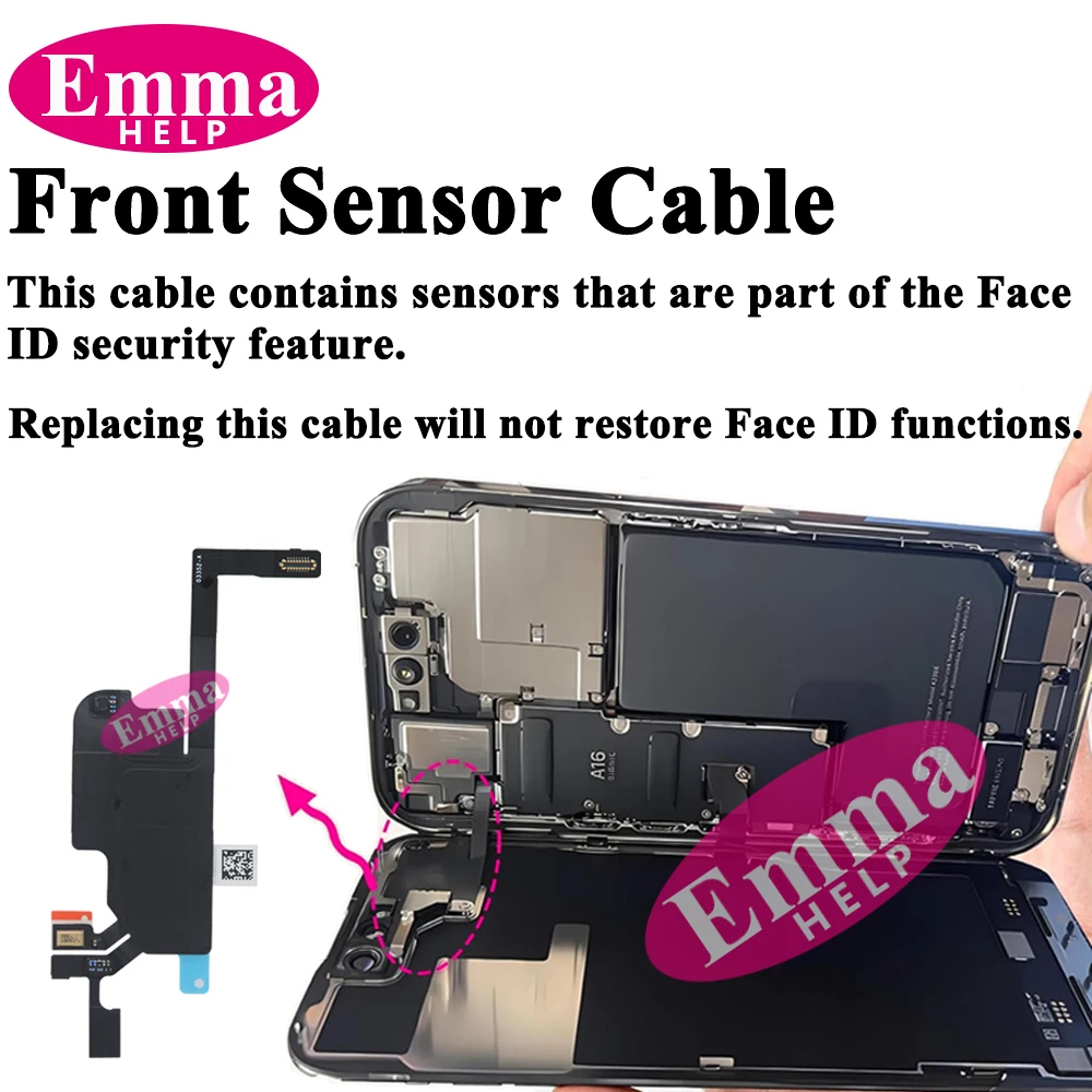 Earpiece Light Sensor Proximity Flex Cable with Mic for iPhone 13 14 Plus 15 16 Pro Max No Speaker Ribbon Cable thumbnail 2