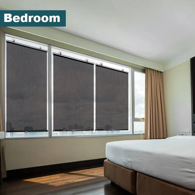 Bedroom Suction Cup Roller Blinds Sunshade Car Balconies Sun-shading Nail-free Blackout Blind Window Shades for Home Decorations thumbnail 4