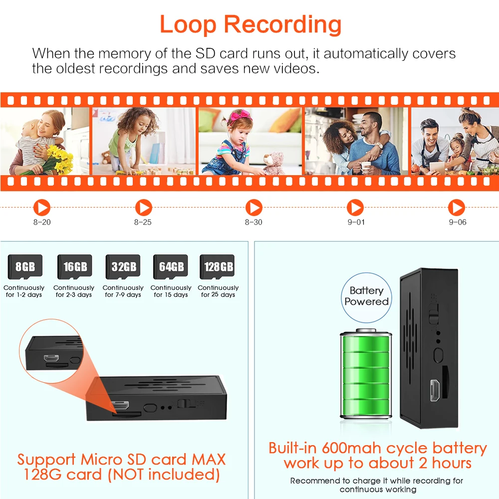 4K DIY Wireless WiFi Camera Mobile APP Remote Viewing Built-in Battery 1080P Pixel Security Network IP Camera 2.0MP thumbnail 5