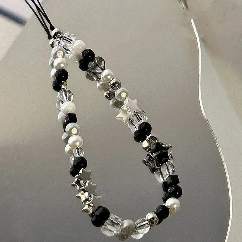 Korean Cute Star Pearl Beaded Phone Chain Hanging Cord Phone Charms Phone Strap Summer Handmade Mobile Lanyard Jewelry Gift thumbnail 2