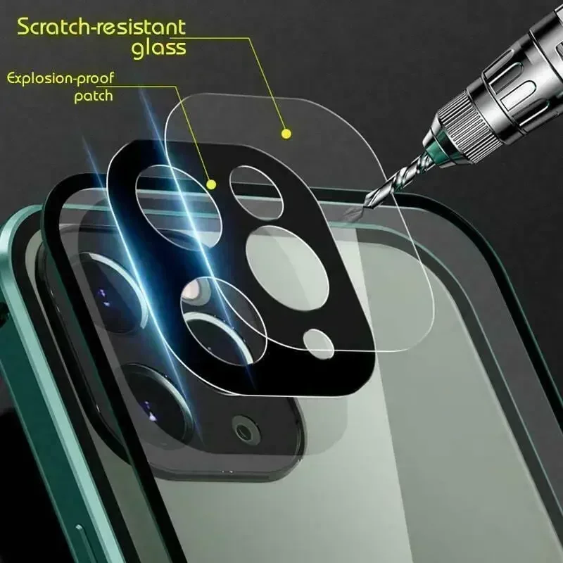 Metal Magnetic Double-Sided Buckle Glass Case For iPhone 16 15 14 13 12 Pro Max Plus 360° Full Cover Protection Shockproof Cover thumbnail 4