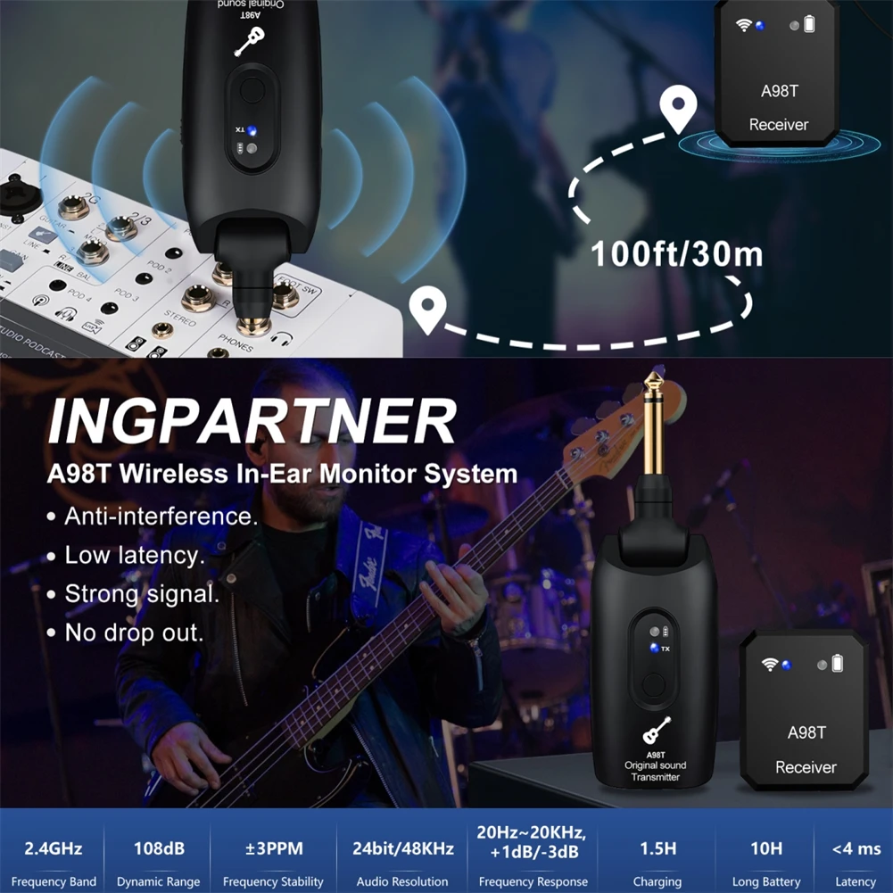 2.4GHz Wireless In Ear Receiver Transmitter System Rehearsal Live Performance Microphone Accessories thumbnail 6