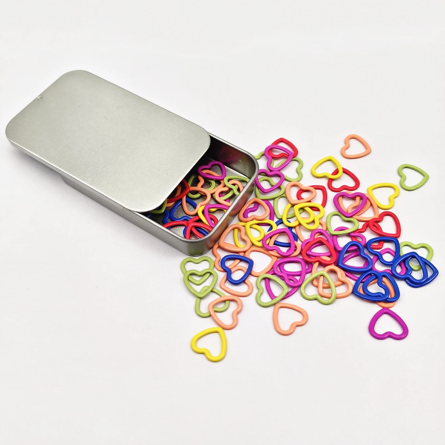 60PCS Heart-Shaped Colorful Metal Crochet Stitch Markers for knitting Clothing Tag DIY Craft Project with Storage Box thumbnail 3