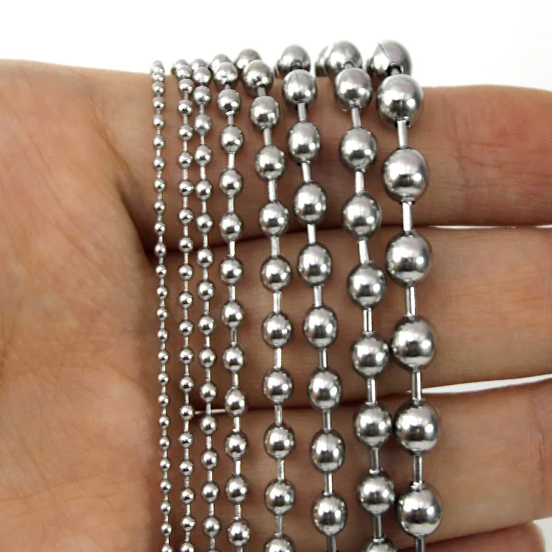 2-5Meter/Lot Stainless Steel Bulk Bead Chain Width 1.5-6mm Ball Chain with 20pcs Connectors for Necklace Keychain Jewelry Making thumbnail 3